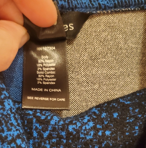 New Ali Miles 2X plus sized shirt tunic colbalt blue black NWT - Picture 3 of 6